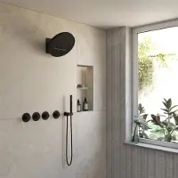 Boss & Wessing Bws inbouw regendouche | sensa | mat zwart pvd | wanduitloop | 32 cm hoofddouche met handdouche | stopkranen | tropical rain