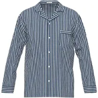 Seidensticker Pyjama lang donkerblauw / wit