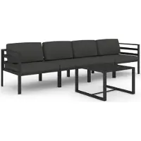 vidaXL 5-delige Loungeset met kussens aluminium antracietkleurig