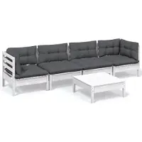 vidaXL 5-delige Loungeset met kussens massief grenenhout