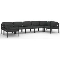 vidaXL 7-delige Loungeset met kussens aluminium antracietkleurig