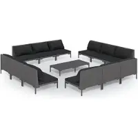 vidaXL 8-delige loungeset voor de tuin met kussens, van polyrotan, in donkergrijs