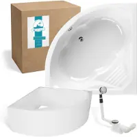 Calmwaters Curved Wellness - Badkuip - 150 x 150 cm - Set badkuipdragers
