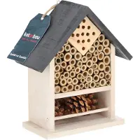 KOTARBAU Insectenhotel Voor In De Tuin - Hout - 80x150x200 mm - Wit & Grijs- Lieveheersbeestjes Huisje - Insectenhotel Voor Wilde Bijen - Insectenhuis om op te Hangen
