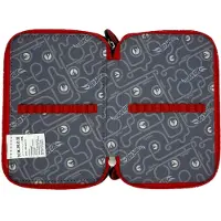 St. Majewski - Etui - XL – gevuld - 3-vaks Etui met 42 Schoolartikelen – Dubbele Rits – 20 x 14 x 7 cm