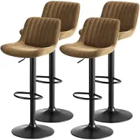 STILVORA Barkrukken 87 Tot 109 Cm - Set Van 4 - In Hoogte Verstelbaar & 360 Graden Draaibaar - Voor Keuken En Bar - Fluweel Bruin