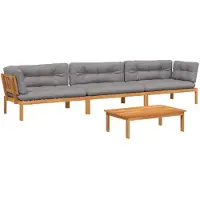 vidaXL 4-delige Loungeset pallet met kussens massief acaciahout