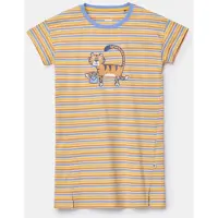 Woody slaapkleed dames - multicolor gestreept - tijger - 261-10-DZA-S/905 - maat S