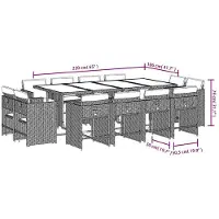 vidaXL 13-delige Tuinset met kussens poly rattan zwart