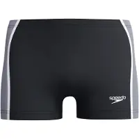 Speedo Solid Splice Aquashort Heren - Strakke Zwemshort Heren - Chloorbestendige Zwemboxer Heren - Sportzwembroek Heren met Trekkoord - Zwart/Grijs - M