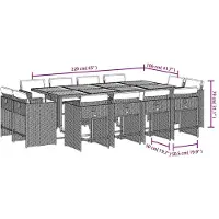 vidaXL 13-delige Tuinset met kussens poly rattan zwart