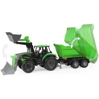 Lena speelgoed tractor Deutz-Fahr Agrotron 7250 TTV met aanhangwagen.