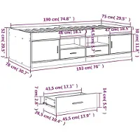 vidaXL Slaapbank met lades zonder matras 75x190 cm gerookt eikenkleur