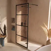 Saniclear Nero inloopdouche 100x200 8mm NANO met zwarte profielen