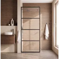 Saniclear Nero inloopdouche 120x200 8mm NANO met zwarte profielen