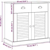 vidaXL Dressoir met lades VIGO 78x40x75 cm massief grenenhout wit