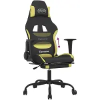 vidaXL Gamestoel met voetensteun stof zwart en lichtgroen