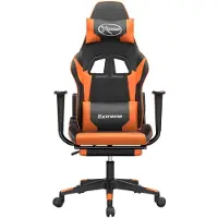 vidaXL Massage gamestoel met voetensteun kunstleer zwart en oranje