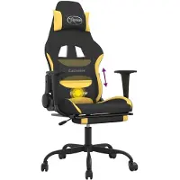 vidaXL Massage gamestoel met voetensteun stof zwart en geel