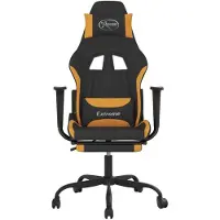 vidaXL Massage gamestoel met voetensteun stof zwart en oranje