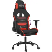 vidaXL Gamestoel met voetensteun stof zwart en rood