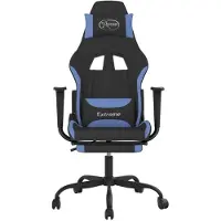 vidaXL Gamestoel met voetensteun stof zwart en blauw