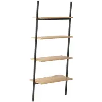 vidaXL Ladderrek met 4 schappen 64x34x150,5 cm lichtbruin en zwart