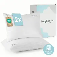 CozySense Hoofdkussen - Set van 2 - 50x70 CM - Slaapkussen met Traagschuim - Aanpasbare Vulling & Afneembare 100% Katoenen Hoes - Pillow - Voor Zij-, Buik- en Rugslapers