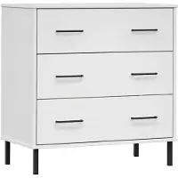 vidaXL Dressoir met 3 lades OSLO 77x40x79,5 cm massief hout wit