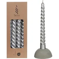 Twist kaars - Zilver - dinerkaarsen - set van 4 stuks - 19cm