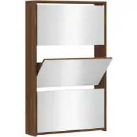 vidaXL Schoenenkast met spiegel 3-laags 63x17x102,5 cm bruineiken