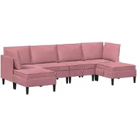 vidaXL Woonkamer Meubelset met kussen met opslag 6 pcs Roze Fluweel