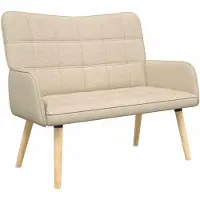 vidaXL 2-Zits Sofa Crèmekleurig 115 x 61 x 87 cm Stof