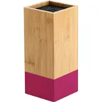 Kesper Keuken messenblok - Bamboe - 10 x 10 x 23 cm - lichtbruin/rood - universele houder