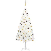 vidaXL Kunstkerstboom met verlichting en kerstballen 240 cm wit