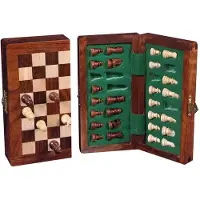 Engelhart Magnetische Opklapbare Schaakset – Houten Schaakbord & Schaakstukken – Acacia Hout – Compact 15 x 30 cm – Reisbord voor Tactisch Spel –