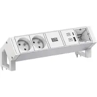 Bachmann DESK2 ALU WIT 2xUTE 1xCM 1xUSB A/C 22W 0,2m GST18