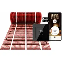 E-Heat Verwarmingsmat Set Basic WiFi 3,5 m² / 525 Watt Set met ET44-thermostaat | Zwart (inbouw)