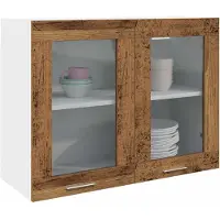 vidaXL Bovenkast Lyon 80x31x60 cm bewerkt hout oud houtkleurig