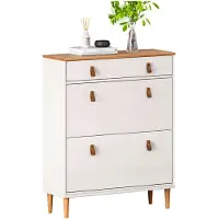 Idimex Schoenkast MIKKA met 2 kleppen en 1 lade – wit/eikenkleurig