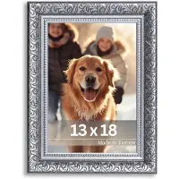 OEM Antieke barokke fotolijst van echt glas, 13x18 cm, zwart-zilverkleurige lijst