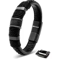 SERASAR Magnetische Armbanden voor Mannen [Ring] - Zwart 23cm - Cadeau-Idee Vriend