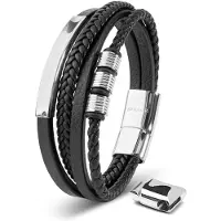 SERASAR Manchetarmband Heren [Brave] - Zilver 20cm - Inclusief Sieraden Geschenkdoos