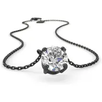 SERASAR Premium ketting dames [Zirconia] | Roestvrij 316L chirurgisch staal | Waterdicht | Verstelbare lengte | Kleur: Zwart | Inclusief sieradendoosje