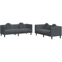 vidaXL 2-delige Loungeset met kussens fluweel donkergrijs