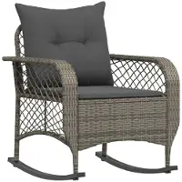 vidaXL Tuinschommelstoel met kussens poly rattan grijs