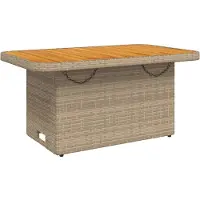 vidaXL Tuintafel 90x55x71 cm poly rattan en acaciahout beige