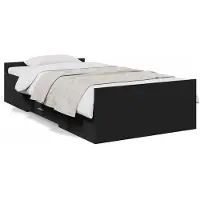 vidaXL Bedframe met lades bewerkt hout zwart 75x190 cm