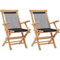 vidaXL Opklapbare stoelen, 2 stuks, massief teakhout en touw