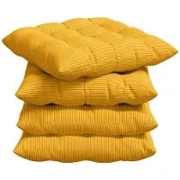 vidaXL Zitkussens 4 st Corduroy stof Licht Geel 40 x 40 x 6 cm